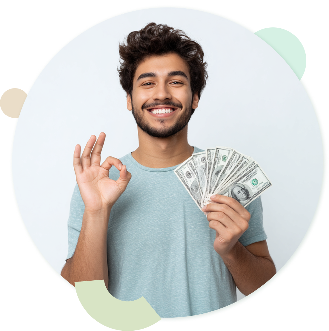 Smiling man with money